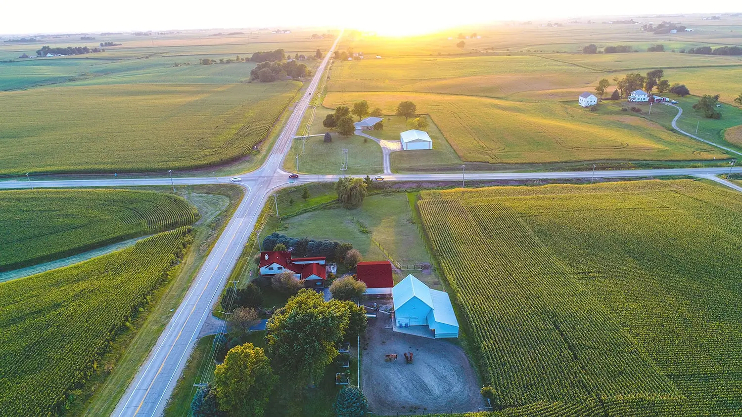 high saturation aerial photo of vacant farm land